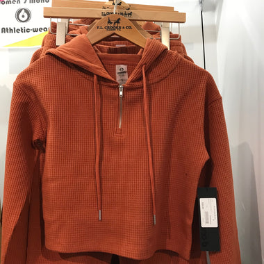 Women's Mono B | Crop Waffle Fabric Hoodie | Cinnamon