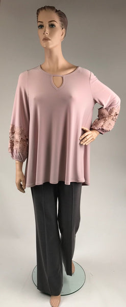 Women's Joseph Ribkoff | Style 183199 Fanciful Cut Out Sleeve Blouse | Mauve