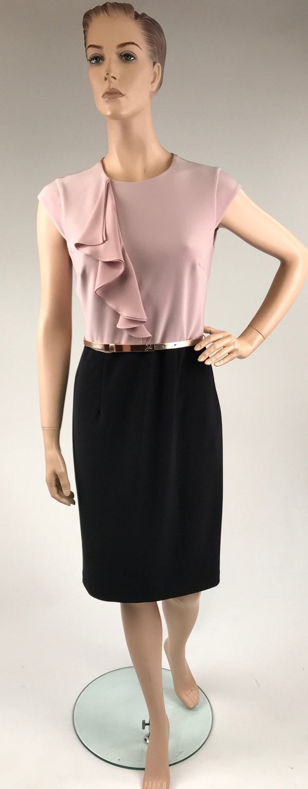 Women's Joseph Ribkoff | Ruffled Peach Dress | Black and Winter Blush