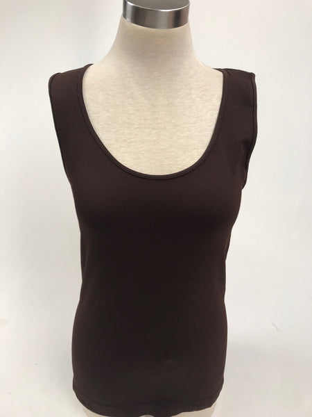 Women's Sugar Lips | Relaxed Fit Original Seamless Ribbed Tank Top | Chocolate Brown