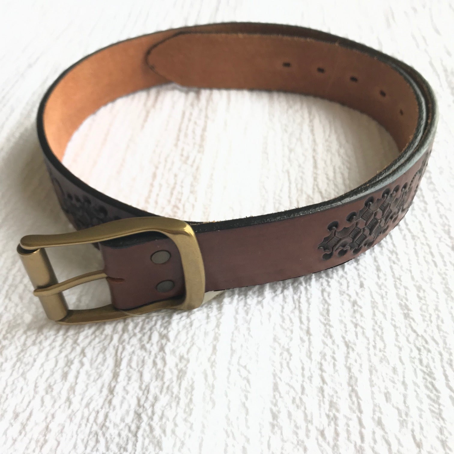 Men's Brighton, Hand Tooled Honest by Brighton Patterned Belt