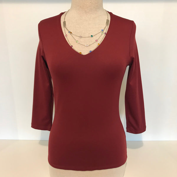 Women's Judy P | V-Neck Top | Cabernet - size XS only