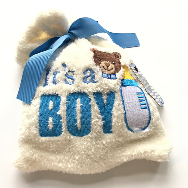 Women's MeMoi | It's a Boy Cozy Sock & Gift Bag Set | Ivory