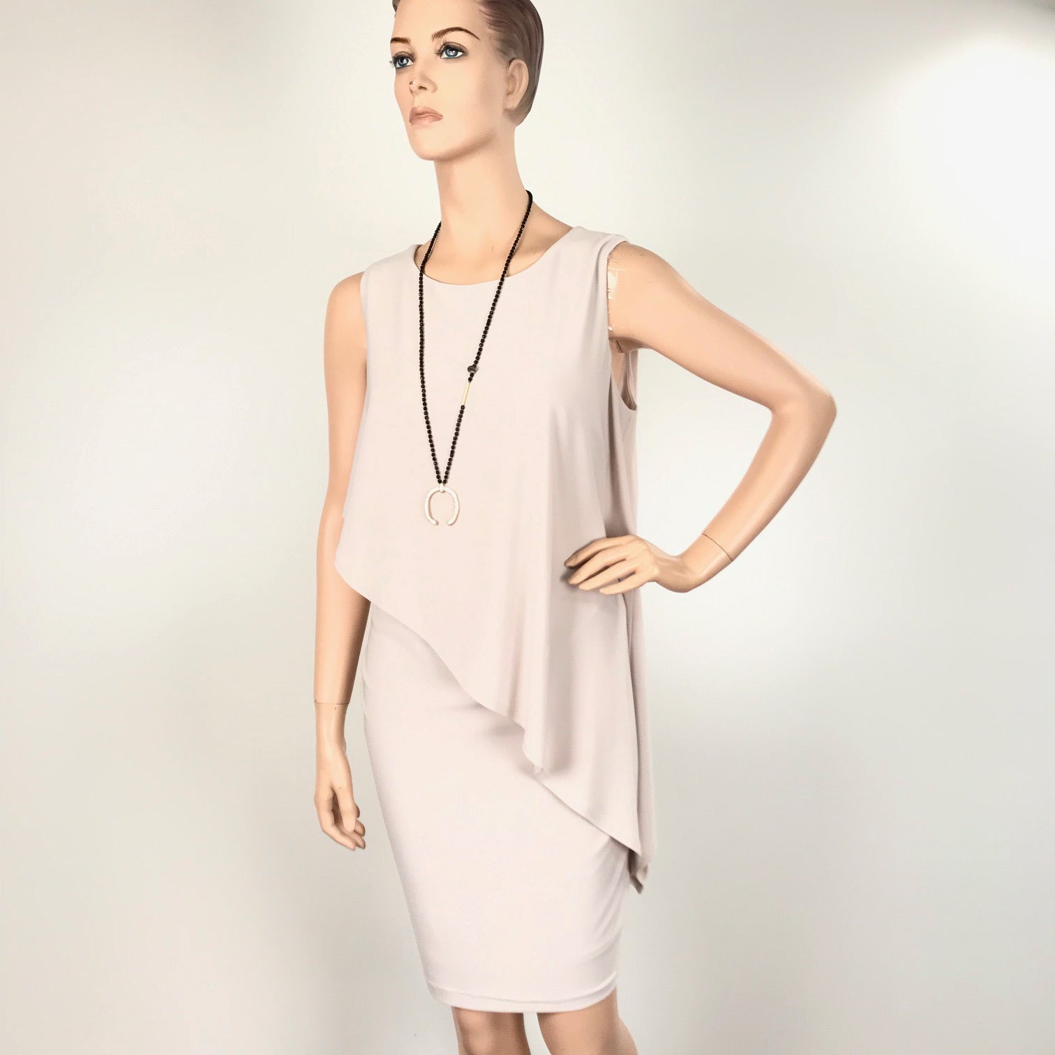 Women's Joseph Ribkoff | Asymmetrical Cover Dress | Champagne 14 / Champagne Women's Joseph Ribkoff | Asymmetrical Cover Dress | Champagne 14 / Champagne