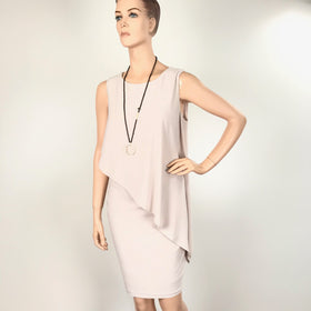 Women's Joseph RIbkoff | Sleeveless Asymmetrical Cover Dress | Champagne