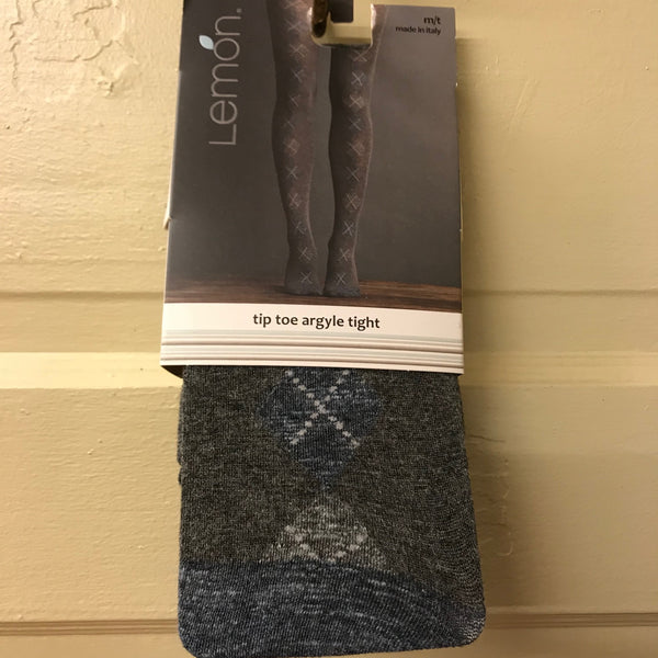 Women's Lemon Legwear | Tip Toe Argyle Tights | Graphite L-3108