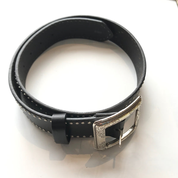 Women's Brighton | Silver Buckle Studded Belt | Black