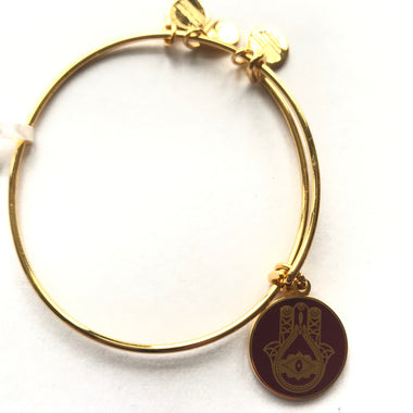 Women's Alex And Ani | Hand of Fatima Bangle Bracelet | Cabernet