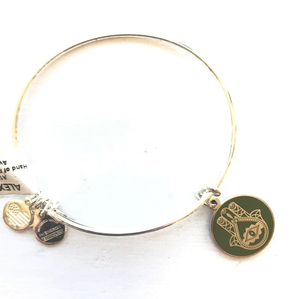 Women's Alex And Ani | Hand of Fatima Bangle Bracelet | Avocado
