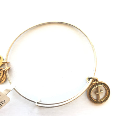 Women's Alex And Ani | Initial F II Two Tone Bangle Bracelet | Silver