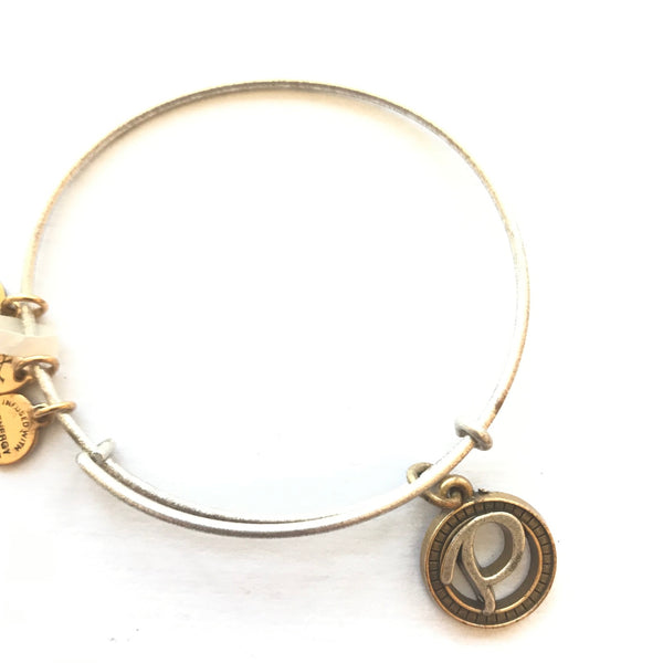 Women's Alex And Ani | Initial P II Two Tone Bangle Bracelet | Silver