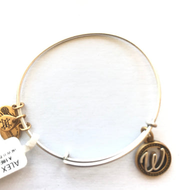 Women's Alex And Ani | Initial W II Two Tone Bangle Bracelet | Silver