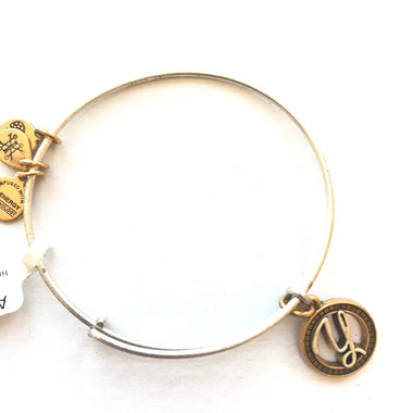 Women's Alex And Ani | Initial Y II Two Tone Bangle Bracelet | Silver
