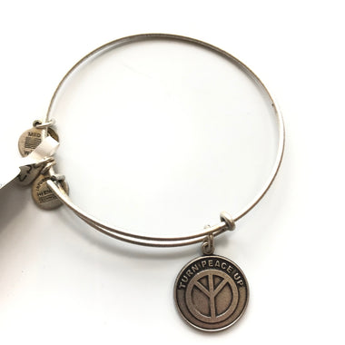 Women's Alex And Ani | Turn Peace Up Bangle Bracelet | Silver