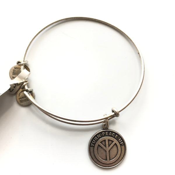 Women's Alex And Ani | Turn Peace Up Bangle Bracelet | Silver