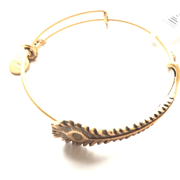 Women's Alex And Ani | Peacock Feather Single Wrap Bracelet | Ros Gold