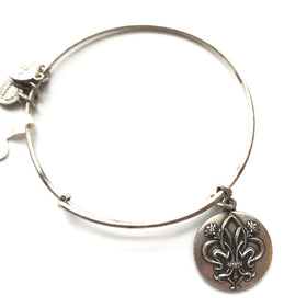 Women's Alex And Ani | Fleur de Lis III Bangle Bracelet | Silver