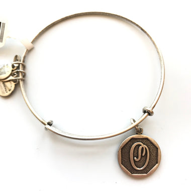 Women's Alex And Ani | Initial O Bangle Bracelet | Silver