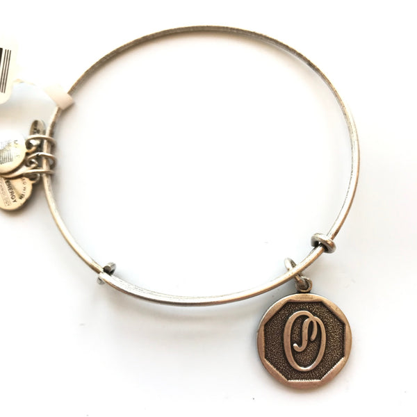 Women's Alex And Ani | Initial O Bangle Bracelet | Silver