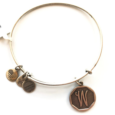 Women's Alex And Ani | Initial W Bangle Bracelet | Silver