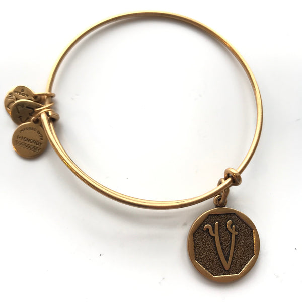 Women's Alex And Ani | Initial V Bangle Bracelet | Rose Gold