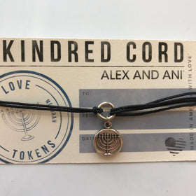 Women's Alex And Ani | Menorah Kindred Pull Cord Bracelet | Silver