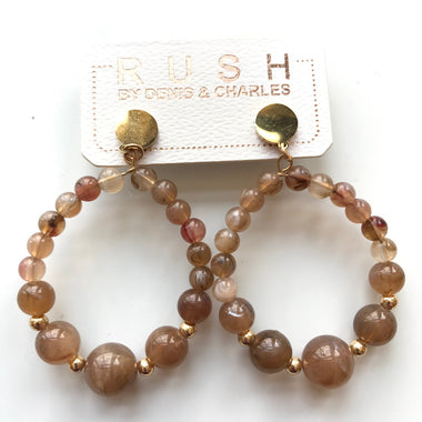 Women's RUSH by Denis & Charles | Beaded Hoop Earrings | Amber