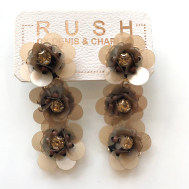 Women's RUSH by Denis & Charles | Triple Floral Earrings | Brown