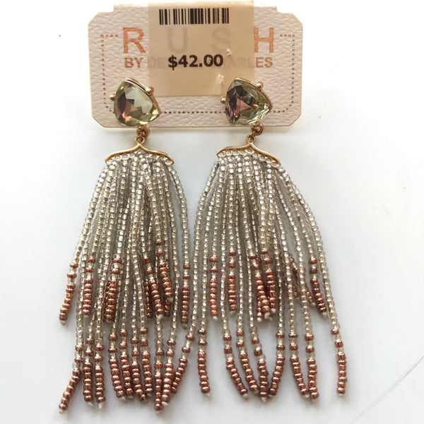 Women's RUSH by Denis & Charles | Blush Beaded Fringe Earrings | Blush