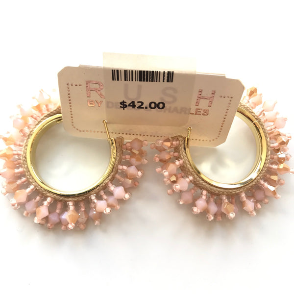 Women's RUSH by Denis & Charles | Small Beaded Hoop Earrings | Pink