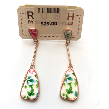 Women's RUSH by Denis & Charles | Floral Drop Earrings | Pink/Green