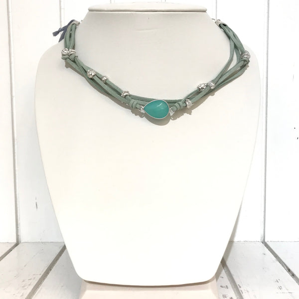 Women's RUSH by Denis & Charles | Suede Multi Strand Necklace | Aqua
