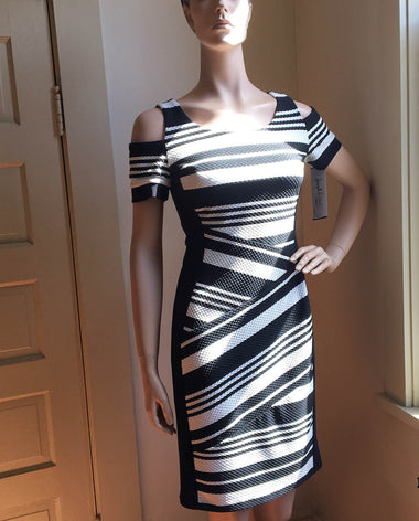 Women's Joseph Ribkoff | Style# 172853 Dress| Black/White - FL Crooks