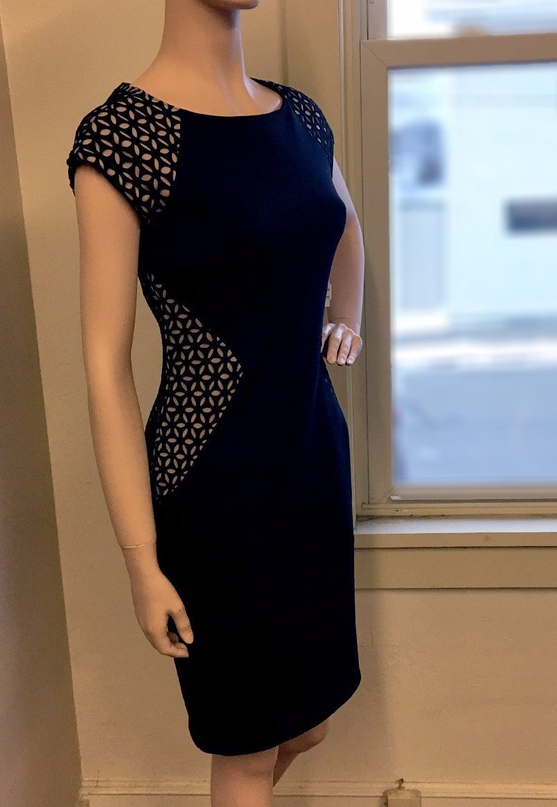 Women's Joseph Ribkoff | Floral Cut Out Dress | Black - FLCrooks.com Women's Joseph Ribkoff | Floral Cut Out Dress | Black - FLCrooks.com