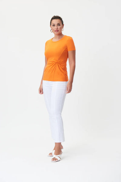 Women's Joseph Ribkoff | Twist Front Short Sleeve Knit Top | Mandarin