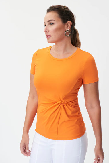 Women's Joseph Ribkoff | Twist Front Short Sleeve Knit Top | Mandarin