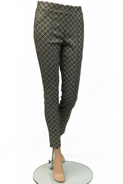 Women's Joseph Ribkoff | Style# 164757 Pull-On Pant | Black and Metallic Gold - FL Crooks