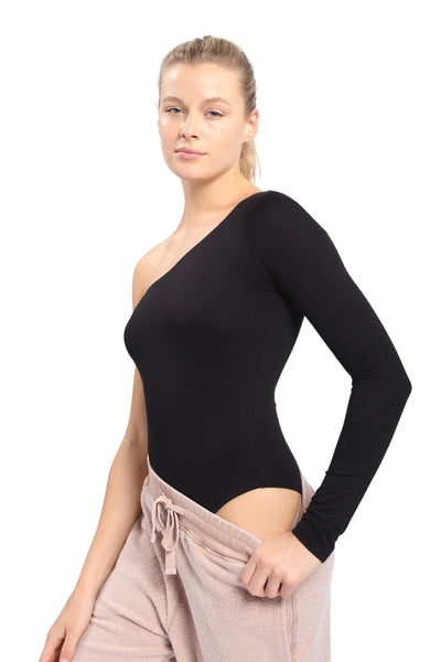 Women's Mono B | One Shoulder Long Sleeve Bodysuit | Black