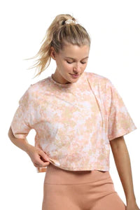 Women's Mono B | Inkblot Tee Rayon Blend Crop Top | Light Coral