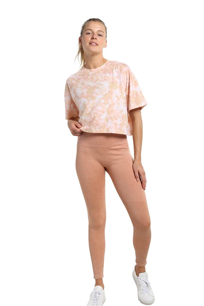 Women's Mono B | Inkblot Tee Rayon Blend Crop Top | Light Coral