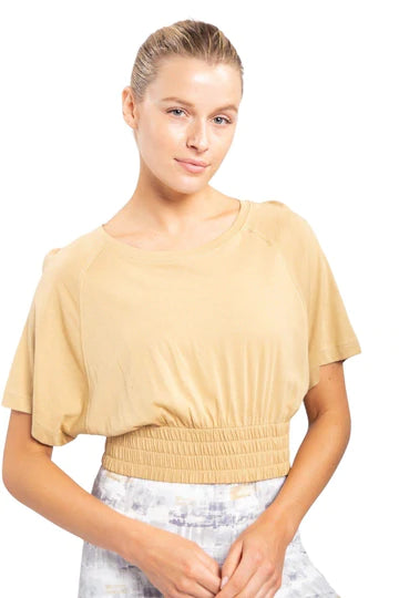 Women's Mono B | Relaxed Gathered Crop Top | Mustard