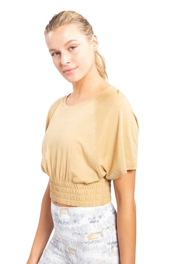 Women's Mono B | Relaxed Gathered Crop Top | Mustard