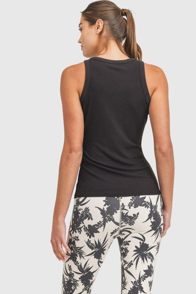 Women's Mono B | Mia Ribbed Athleisure Wide Racerback Tank | Black