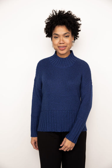 Women's Habitat Liv | Cozy Bunny Funnel Neck Sweater | Cobalt