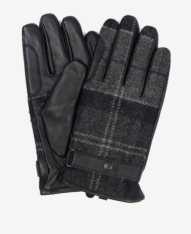 Men's Barbour | Newbrough Tartan Leather Glove | Black