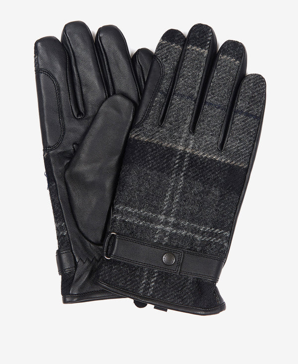 Men's Barbour | Newbrough Tartan and Leather Glove | Black MGL0051BK11