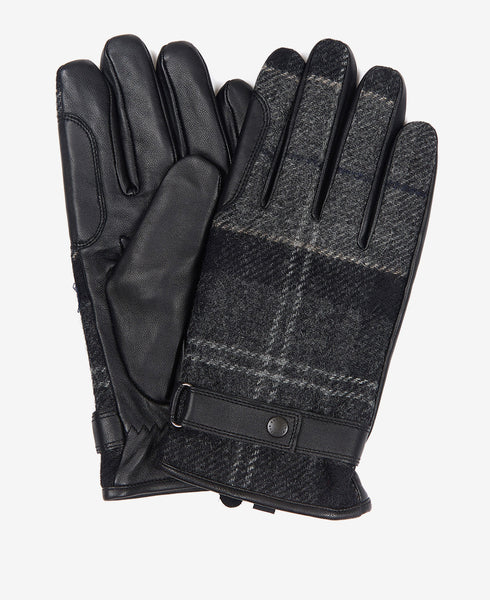 Men's Barbour | Newbrough Tartan Leather Glove | Black