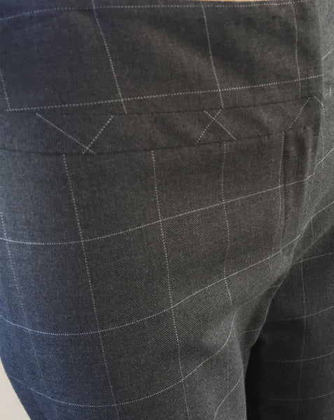 Women's Margaret M | Flare Leg Windowpane Pant | Grey - FL Crooks