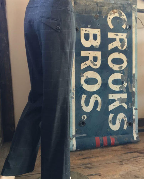 Women's Margaret M | Flare Leg Windowpane Pant | Grey - FL Crooks