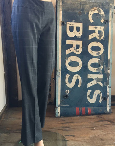 Women's Margaret M | Flare Leg Windowpane Pant | Grey - FL Crooks